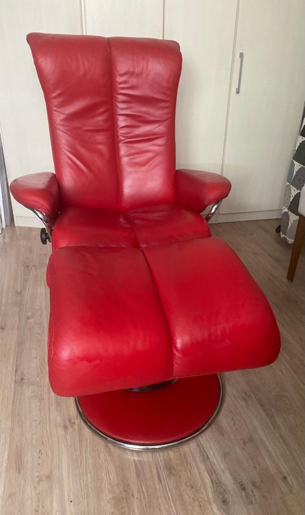Stressless relax fauteuil leer, Huis en Inrichting, Fauteuils, Ophalen, Zo goed als nieuw, Leer