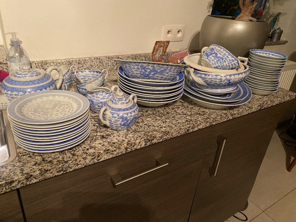 Chinees servies blauw, Antiek en Kunst, Ophalen