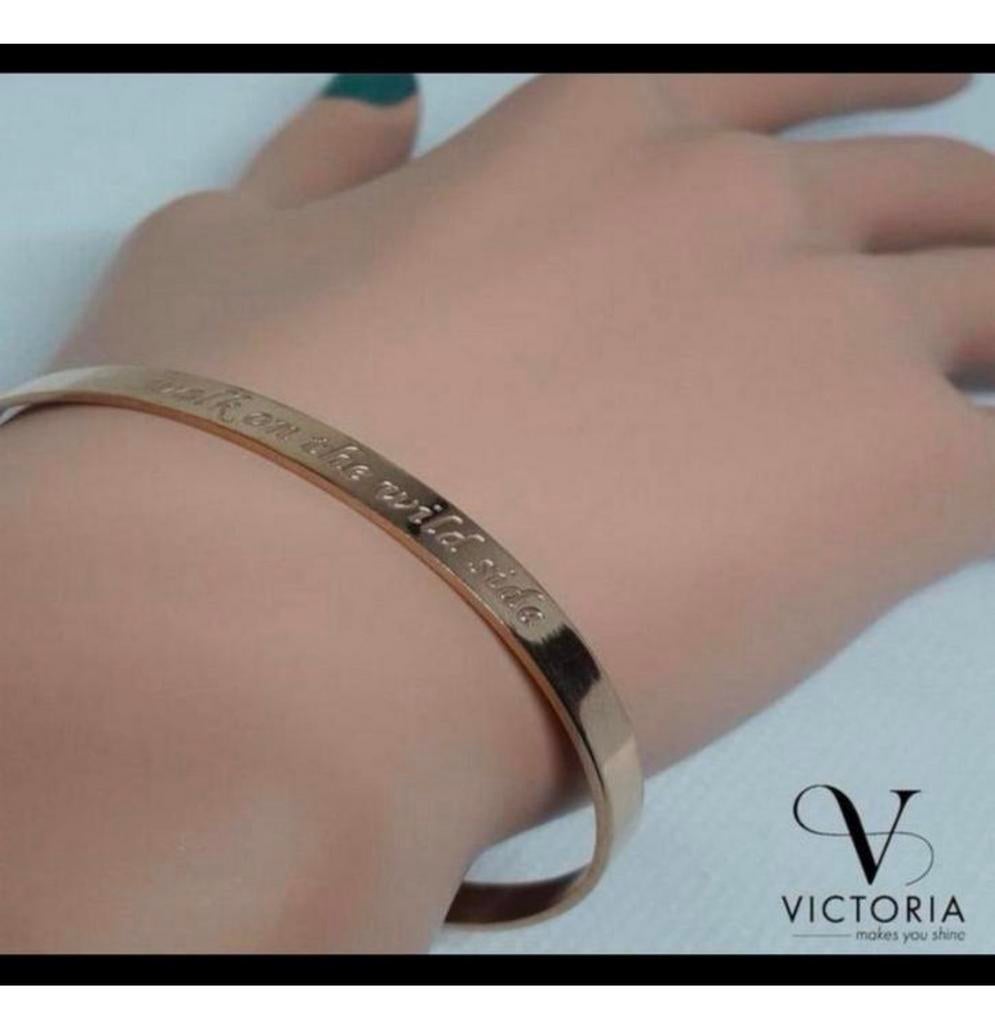 Victoria dames armband reliëfletters "Walk On The Wild Side", Handtassen en Accessoires, Armbanden, Ophalen of Verzenden, Nieuw