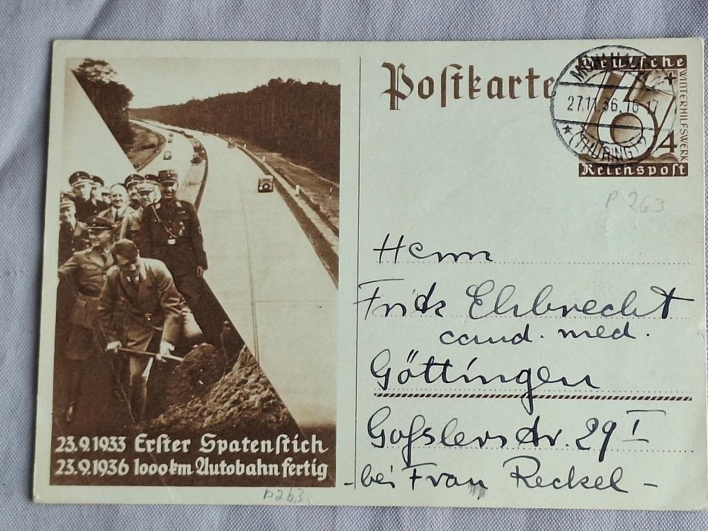 Carte postale allemande propagande ww2 première autoroute, Collections, Enlèvement ou Envoi, Armée de terre, Autres types