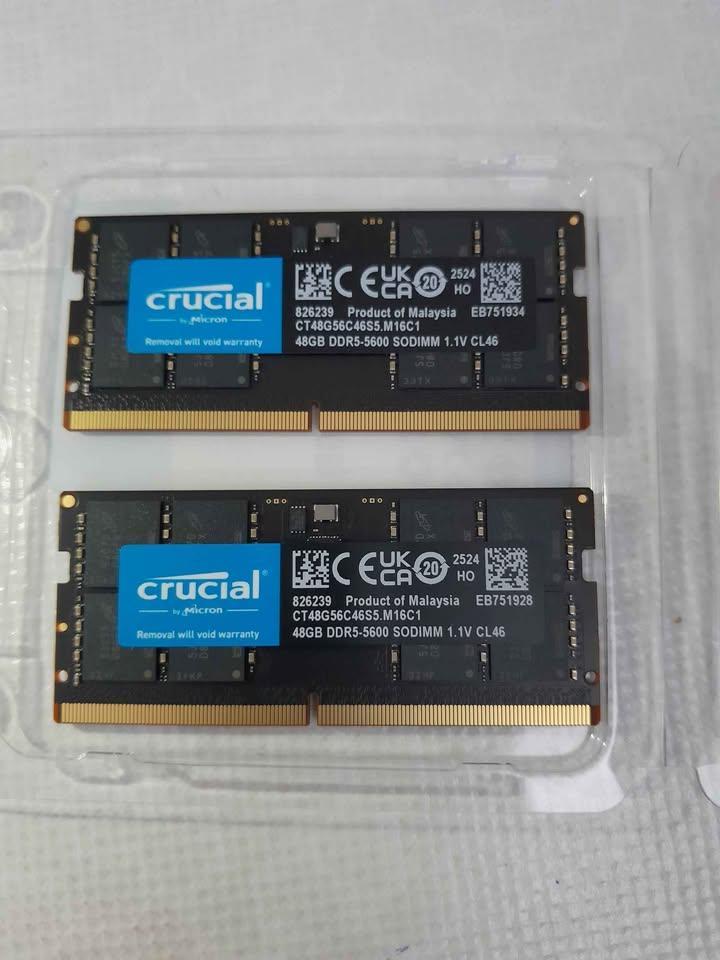 RAM Mémoire vive Crucial DDR5-5600 MHz 96Go (48Go*2), Computers en Software, RAM geheugen, Nieuw, Laptop, DDR5, Ophalen