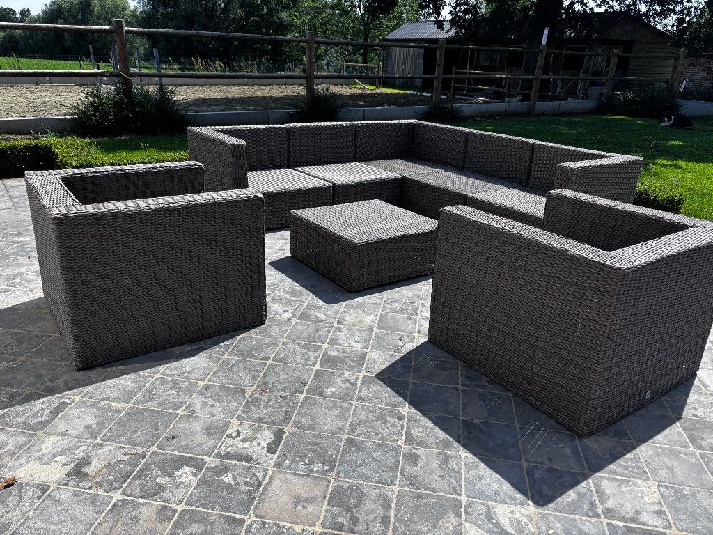 Rotan Loungeset, Gebruikt, Rotan, Ophalen of Verzenden, Bank