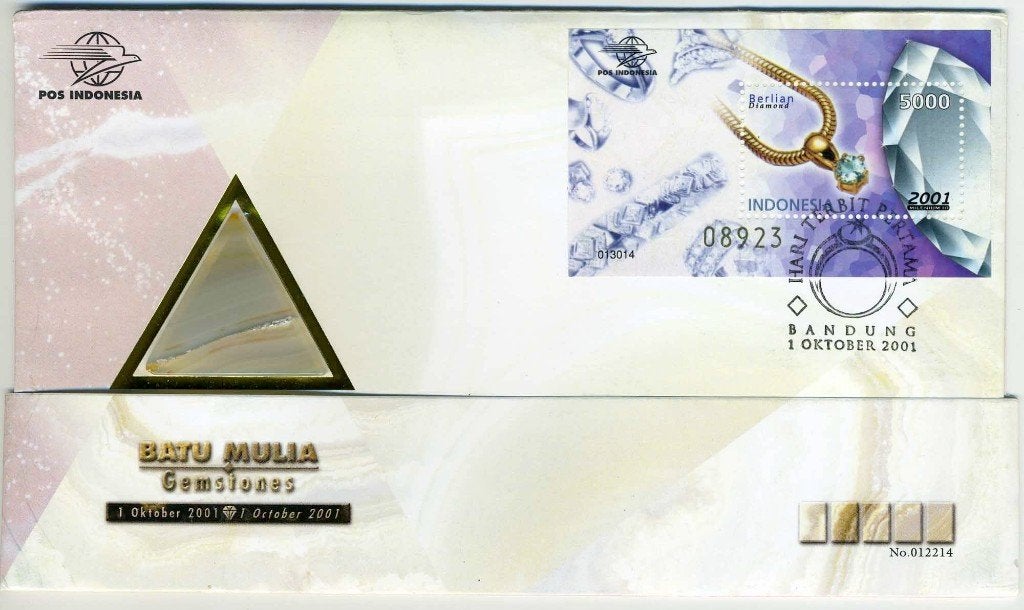 INDONESIE: ZB 2215 FDC 2001 met edelsteen Edelstenen, Verzenden, Gestempeld, Zuid-Azië
