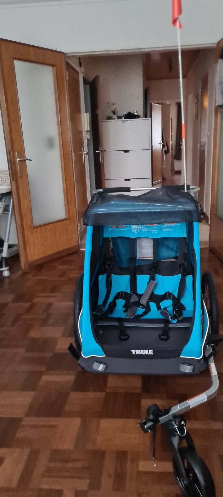 Fietskar thule, Fietsen en Brommers, Ophalen, Zo goed als nieuw, Kinderkar, Opvouwbaar