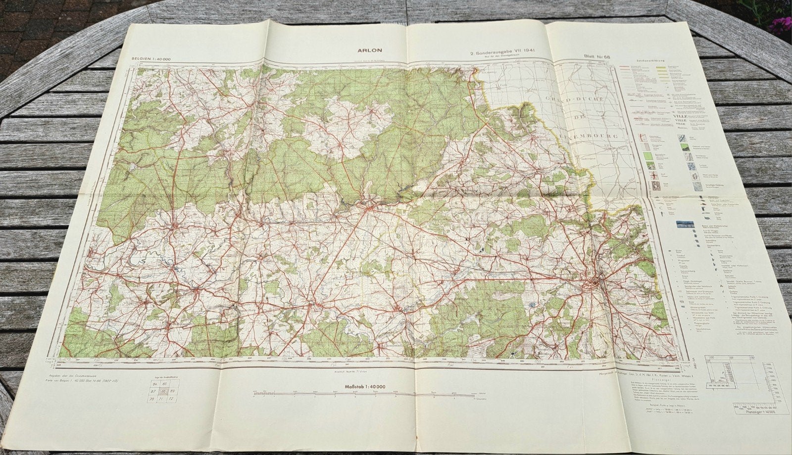 Carte Etat-Major allemande 1941 ARLON ST VINCENT, Enlèvement ou Envoi