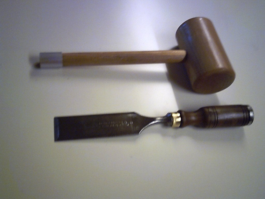 Houten hamer + houtbeitel, Antiek en Kunst, Ophalen of Verzenden