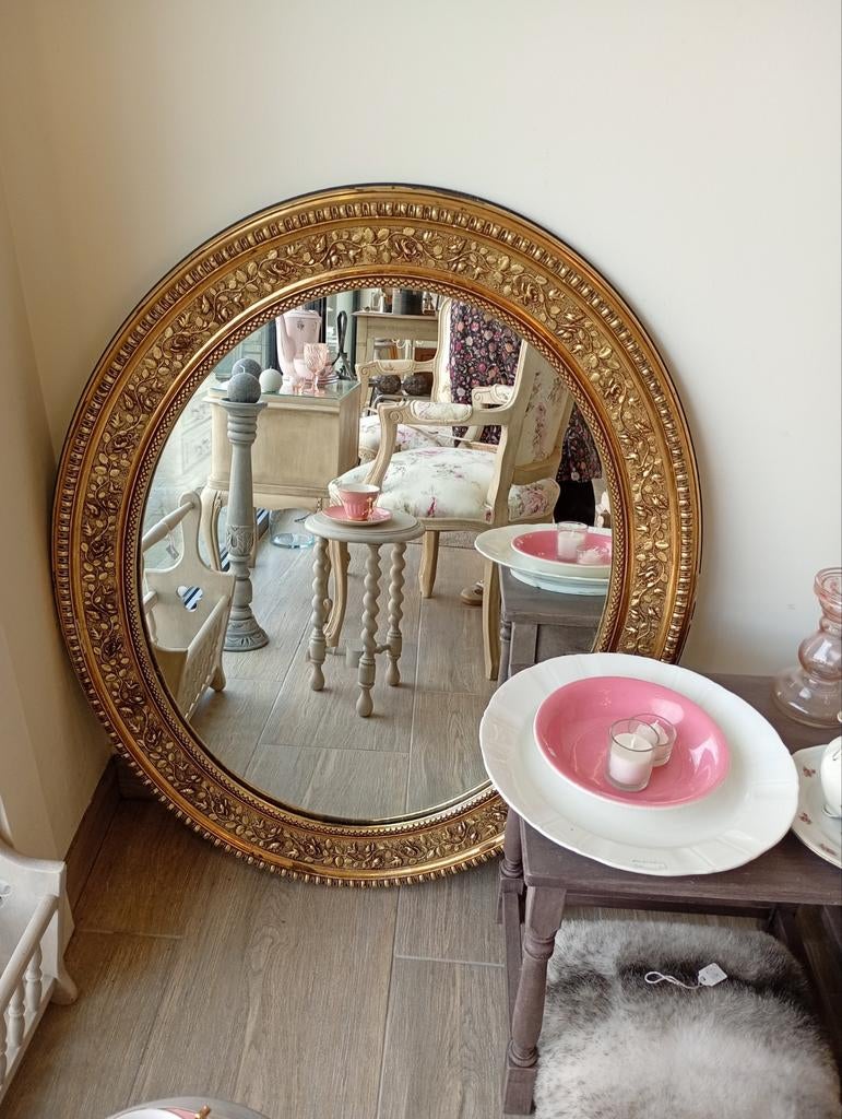 Miroir ancien avec un bord « doré », Enlèvement, Ovale, 50 à 100 cm, 100 à 150 cm
