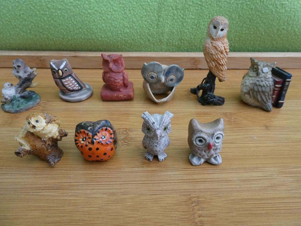 Set van 10 stuks leuke stenen uiltjes, Ophalen of Verzenden, Zo goed als nieuw, Dier