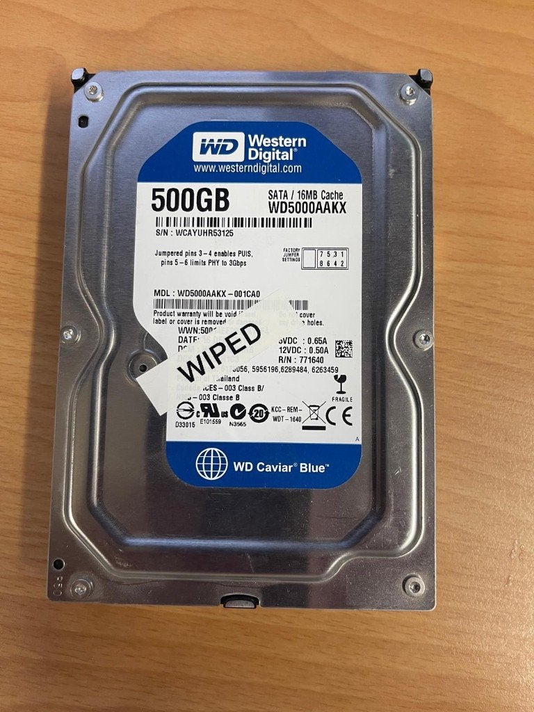 Western Digital HDD 500 Gb, Computers en Software, Harde schijven, Ophalen, Intern, Gebruikt, Western Digital (WD)