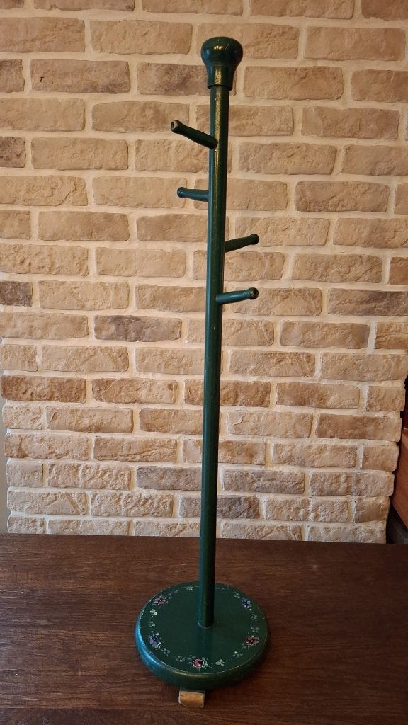 Vintage houten kapstok / sierstandaard groen – 90 cm, Ophalen of Verzenden, Gebruikt, Hout