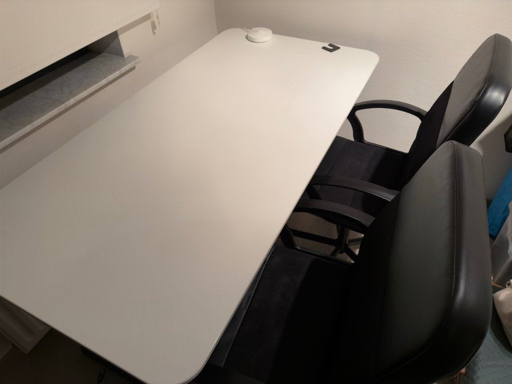 Witte bureau met opbergruimte en 2 stoelen, Ophalen, Met lades, 160 cm, Gebruikt