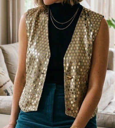 goudkleurige handgemaakte gilet , debardeur, Kleding | Dames, Ophalen of Verzenden