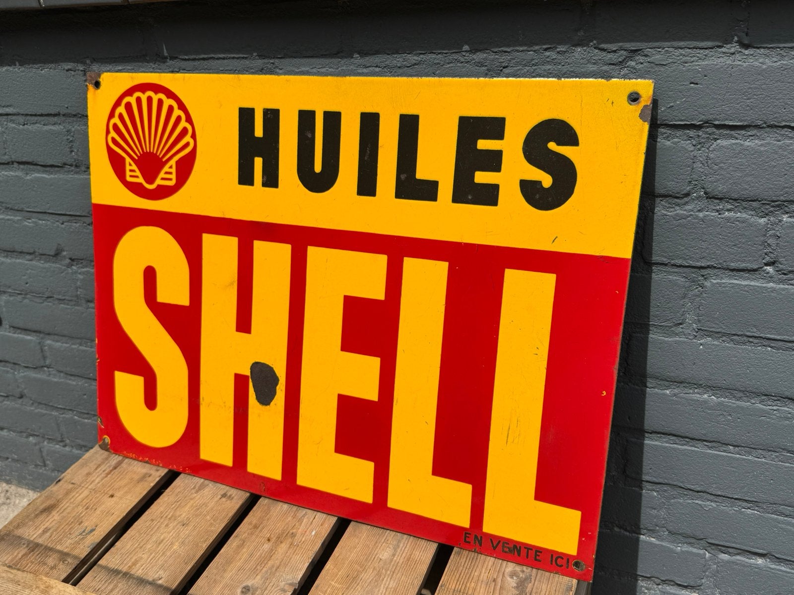 Ancien panneau d'affichage en émail SHELL, Enlèvement ou Envoi
