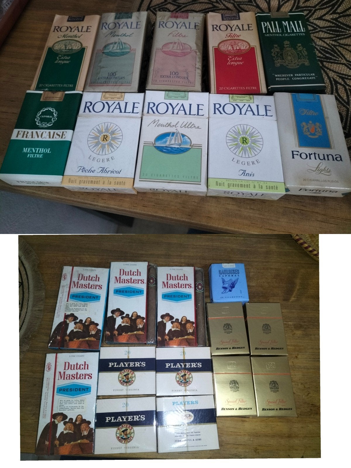 Anciens paquets de cigarettes