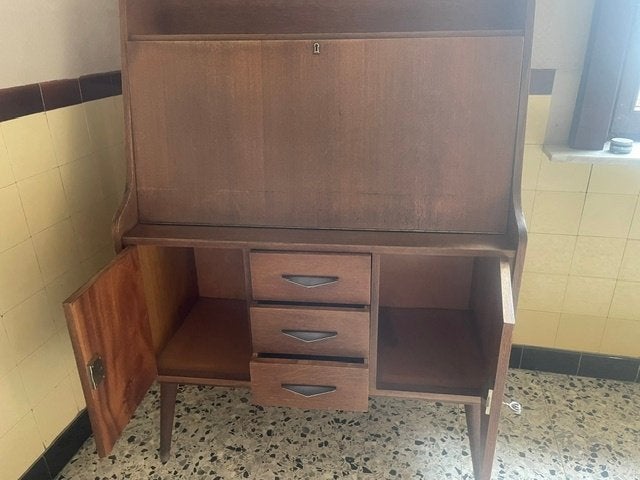 vintage bureau, Ophalen, Met lades, Gebruikt, Hout