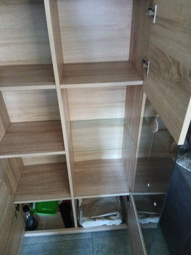 Vitrinekast, Ophalen, Met deur(en), Landelijk modern, Glas