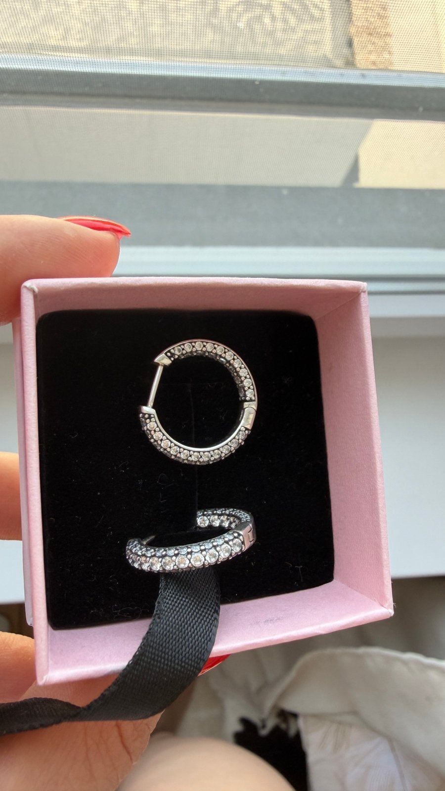 Pandora oorringen, Handtassen en Accessoires, Oorbellen, Hangers, Wit, Ophalen of Verzenden, Zo goed als nieuw
