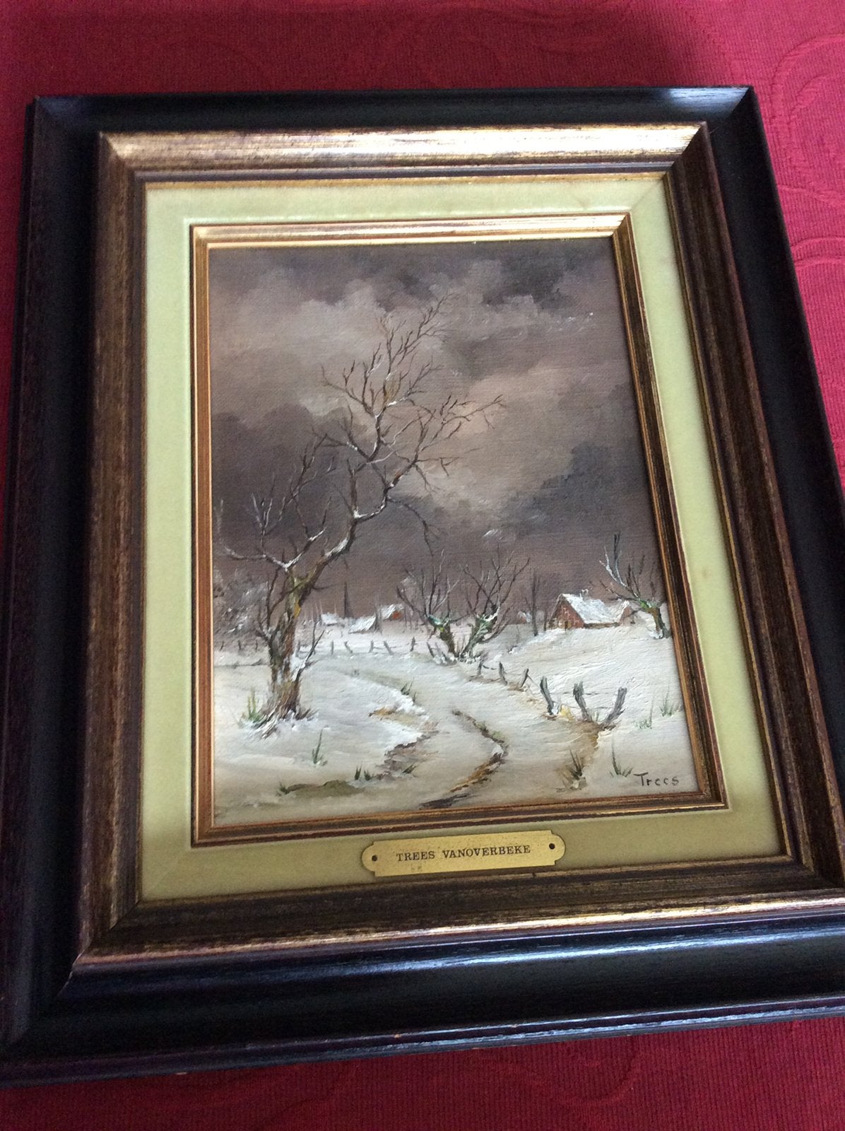 2 paysages de neige, arbres Vanoverbeke, Signé, Paysage, Enlèvement, Toile