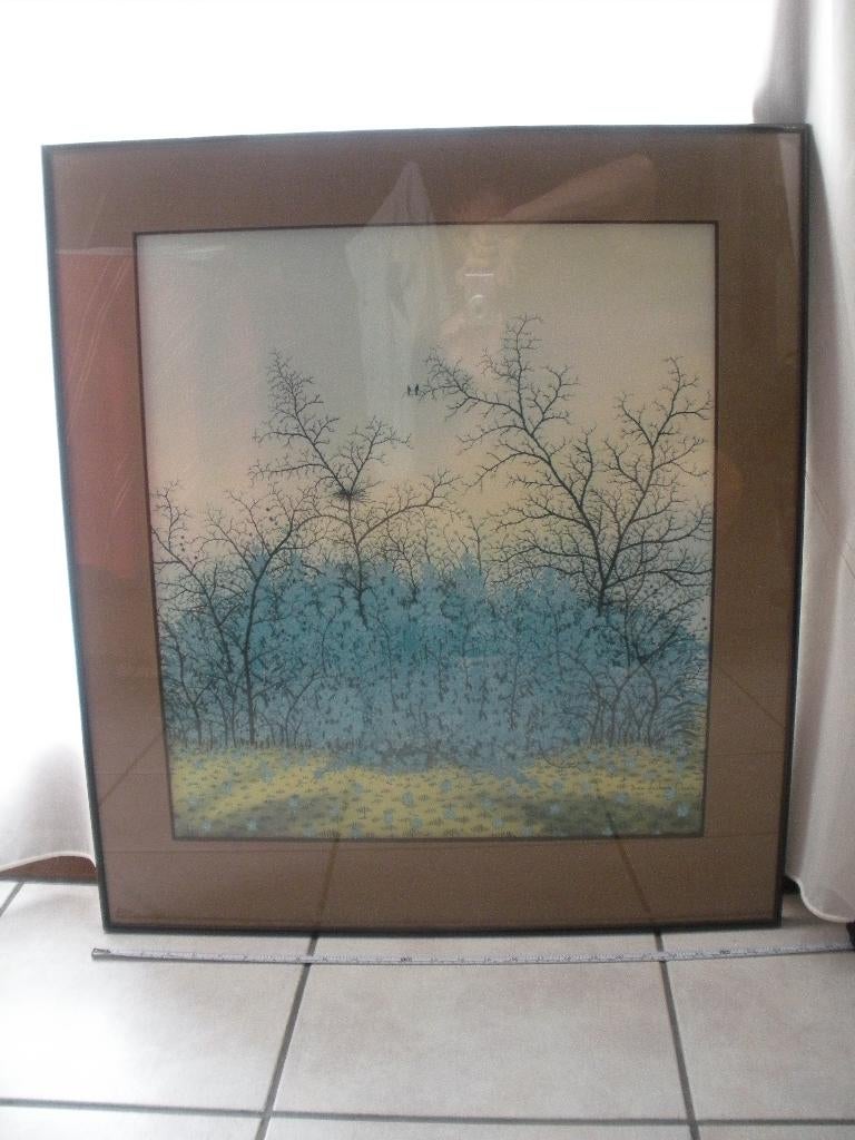 Ivan Lackovic Croata (1932-2004): Forget-me-nots sous cadre, Antiquités & Art, Art | Lithographies & Sérigraphies, Enlèvement