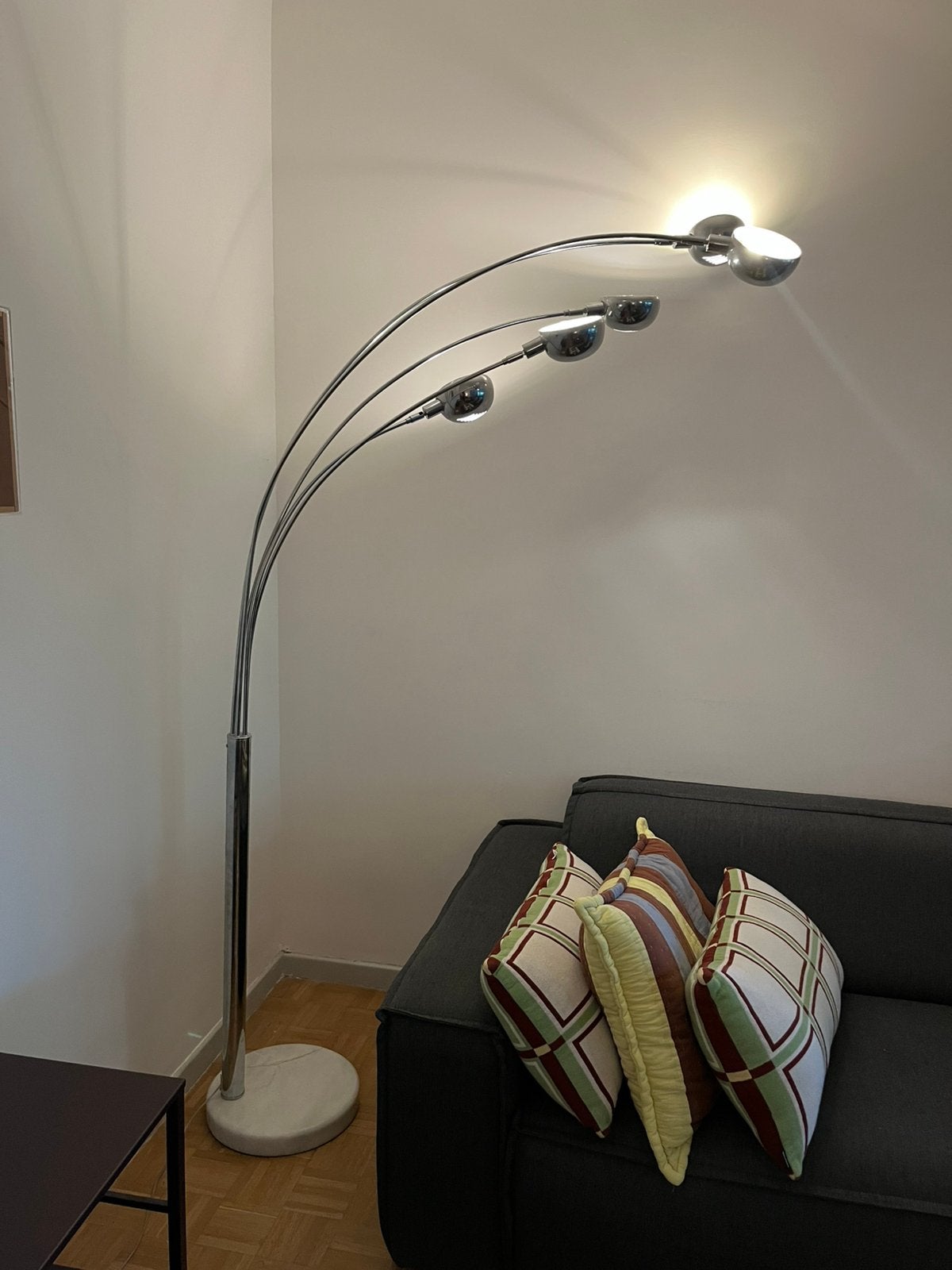 Staande lamp met marmeren voet en verchroomd staal, Métal, Enlèvement, Utilisé, 200 cm ou plus