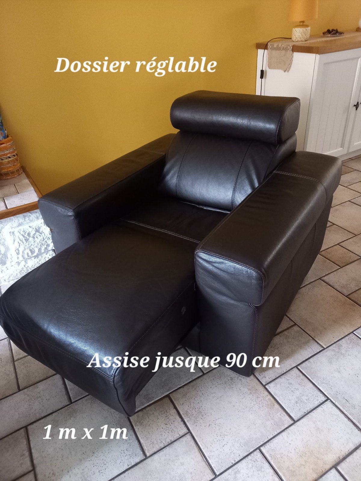 salon en cuir brun foncé, Maison & Meubles, 100 à 125 cm, Banc droit, Enlèvement, Utilisé