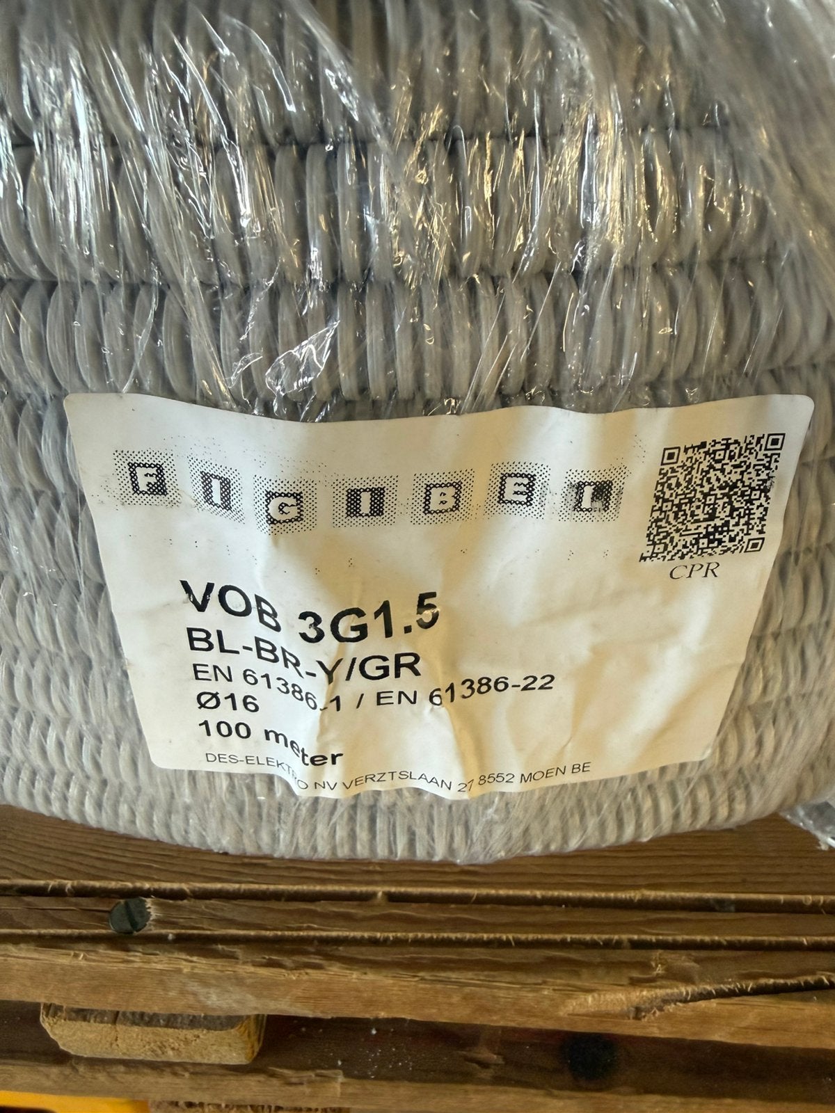Figibel voorbedrade flexibele buis VOB 3G1.5 / kabel – 100m, Enlèvement, Neuf