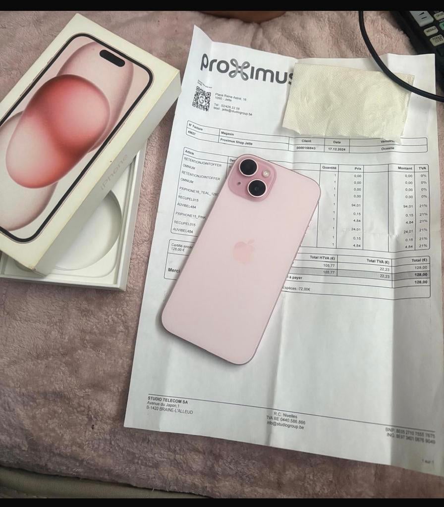 Apple iPhone 15, Enlèvement, Rose, IPhone 15
