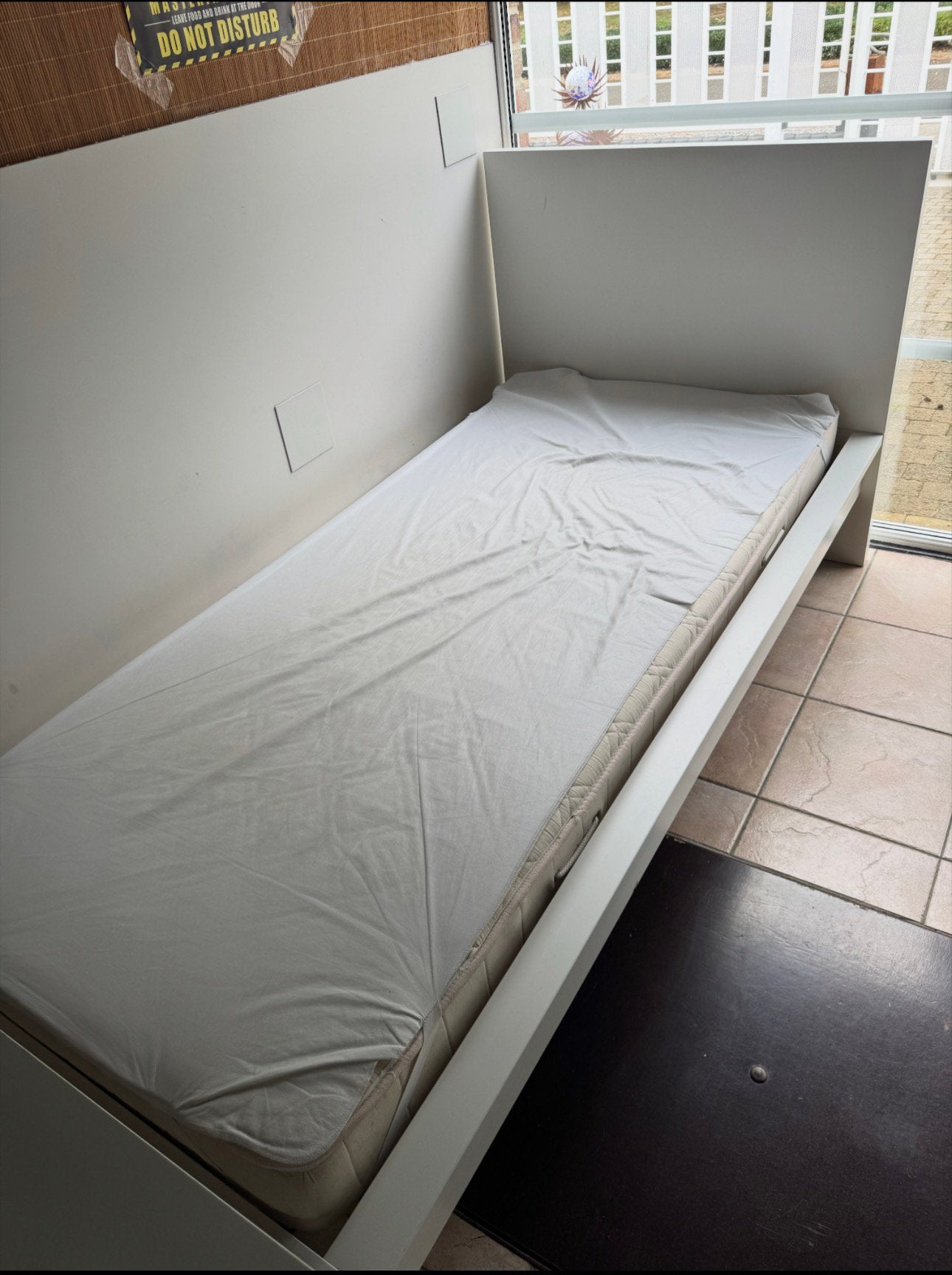 1 persoonsbed, Huis en Inrichting, Ophalen, Zo goed als nieuw, Wit