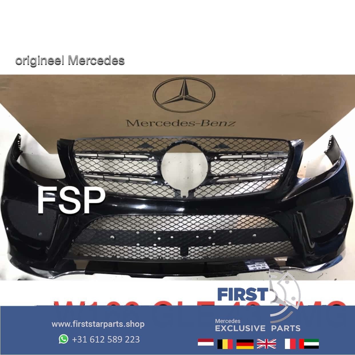 W166 GLE 43 AMG VOORBUMPER Mercedes COMPLEET ZWART WIT GRIJS, Gebruikt, -, Voor, Ophalen of Verzenden