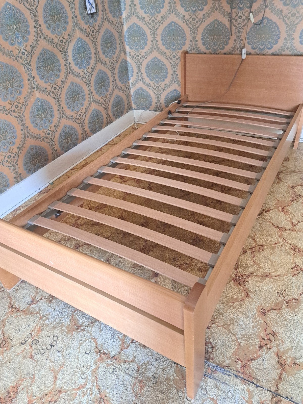 lit une personne +sommier, Maison & Meubles, 90 cm, Brun, Enlèvement, Bois