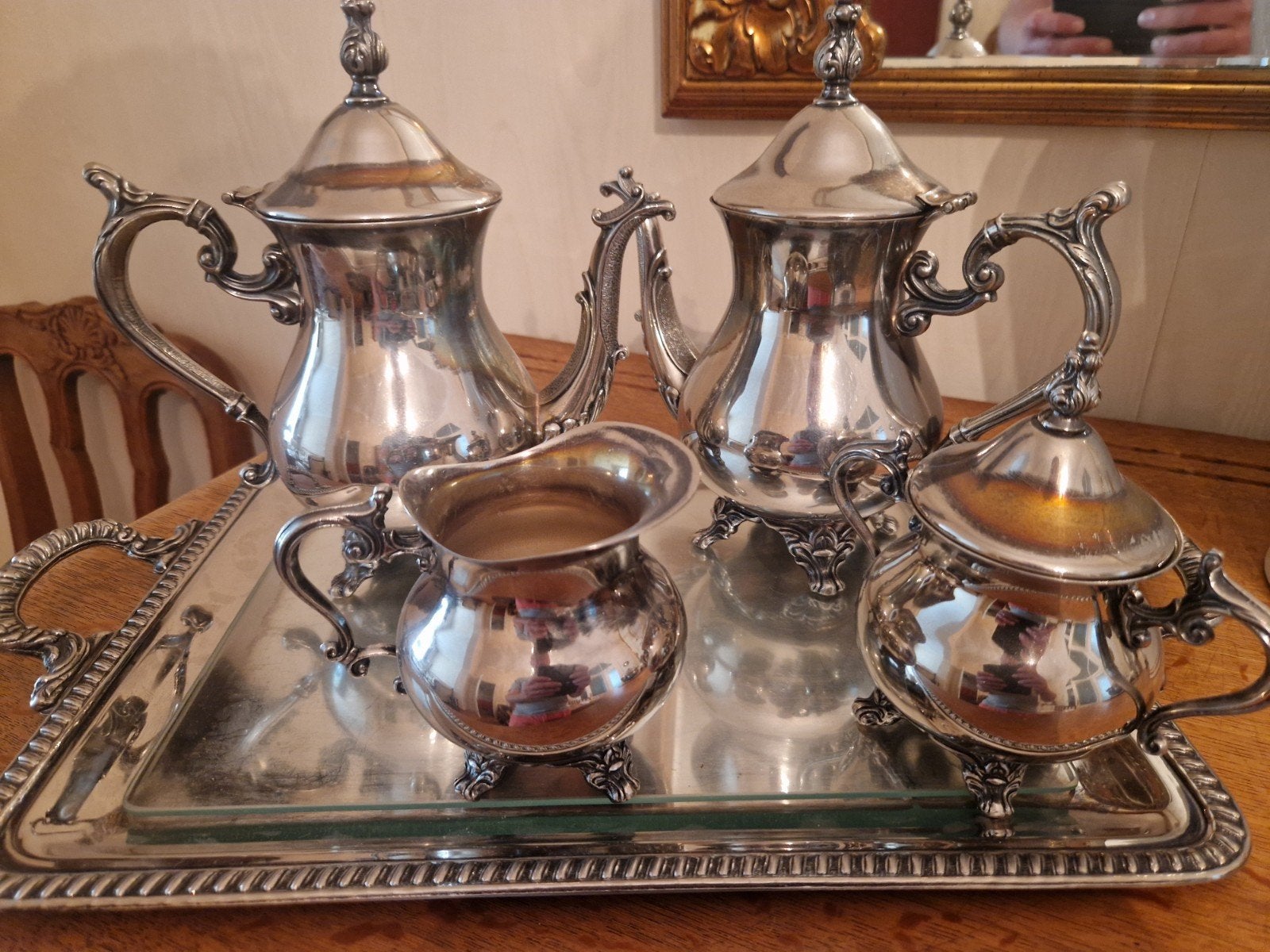 service à thé et à café vintage en métal argenté, Antiquités & Art, Enlèvement