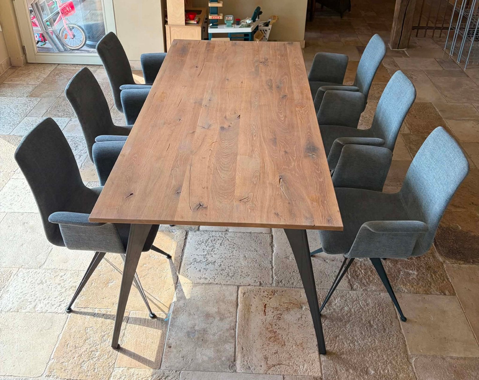 Gestoomde eiken tafel met zes stoelen, Enlèvement, Utilisé
