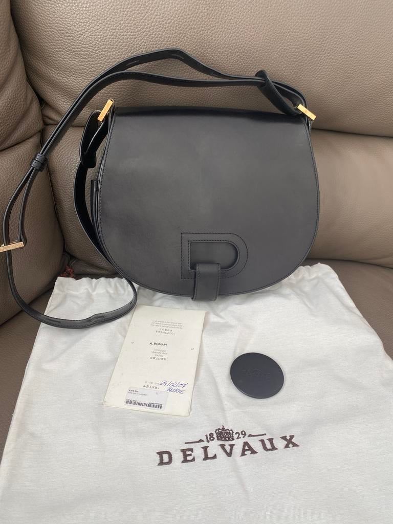 Sac à bandoulière Delvaux Kate GM noir, Ophalen of Verzenden, Zo goed als nieuw, Zwart, Schoudertasje