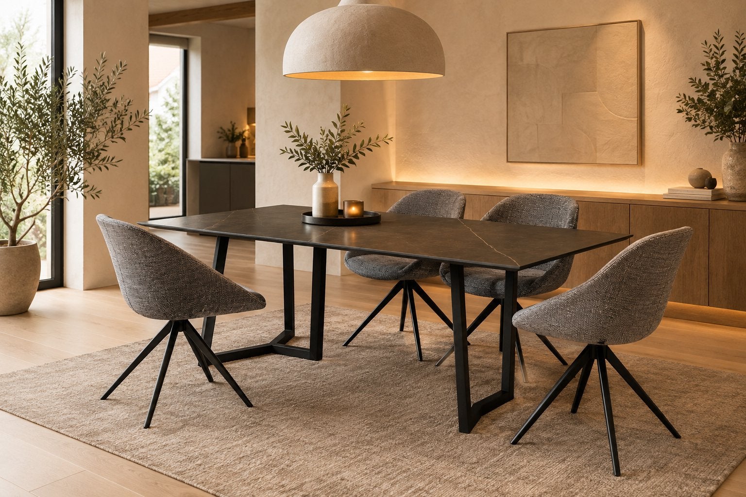Nieuw! Complete eetkamerset marmeren tafel met 12 stoelen, Huis en Inrichting, Ophalen, Zo goed als nieuw