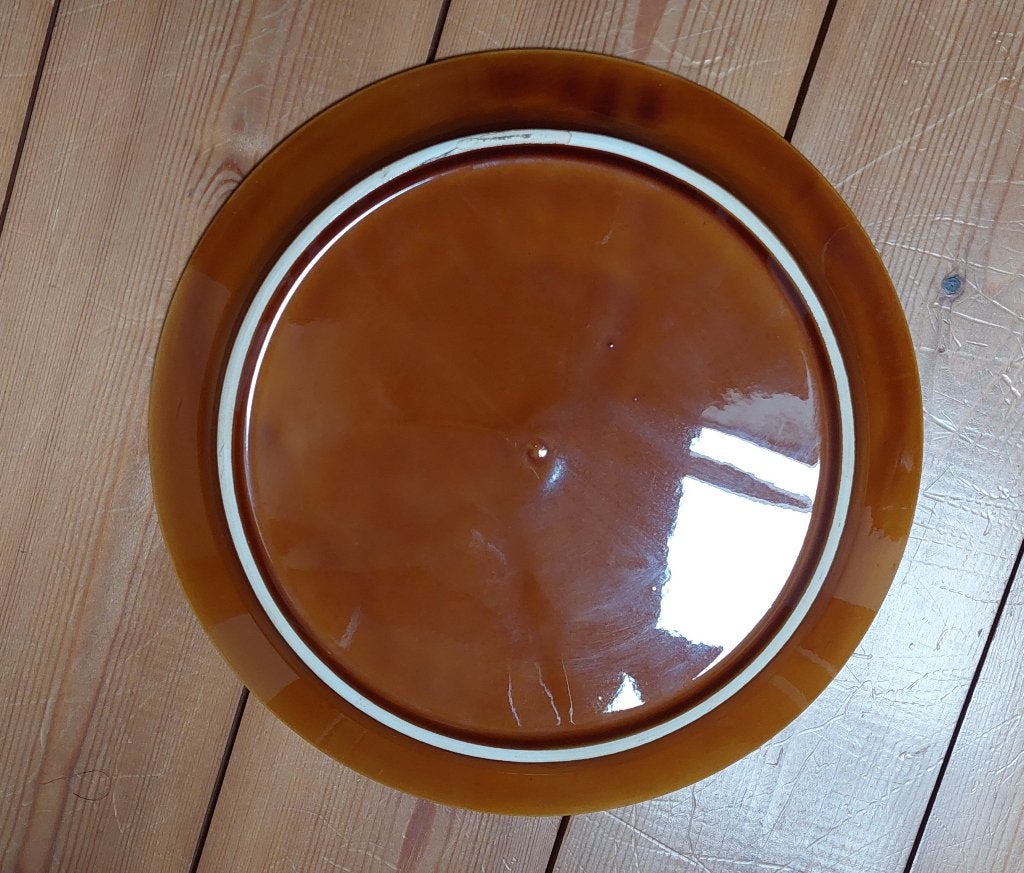 6 Assiettes à Fondue Vintage en Grès Émaillé (Marron), Maison & Meubles, Assiettes(s), Vintage, Comme neuf, Enlèvement