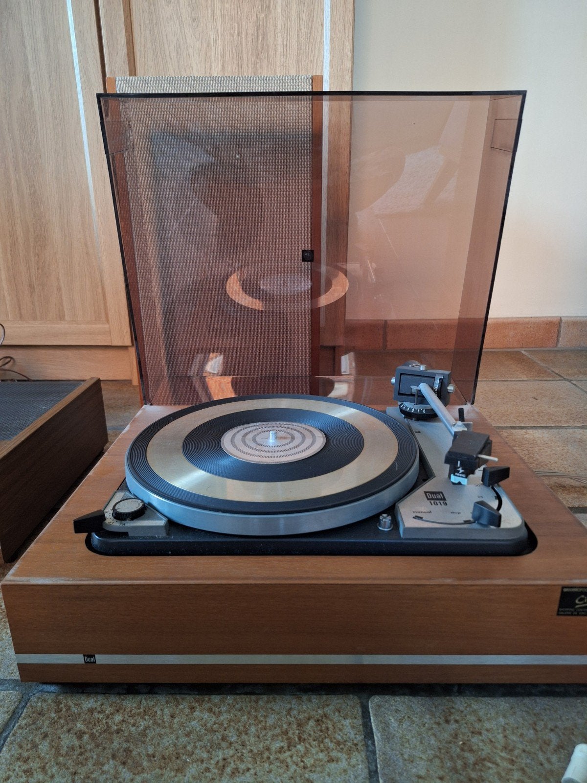 Dual 1019 Vintage Platenspeler – Origineel – Houten plint &, Ophalen, Zo goed als nieuw, Platenspeler, Dual
