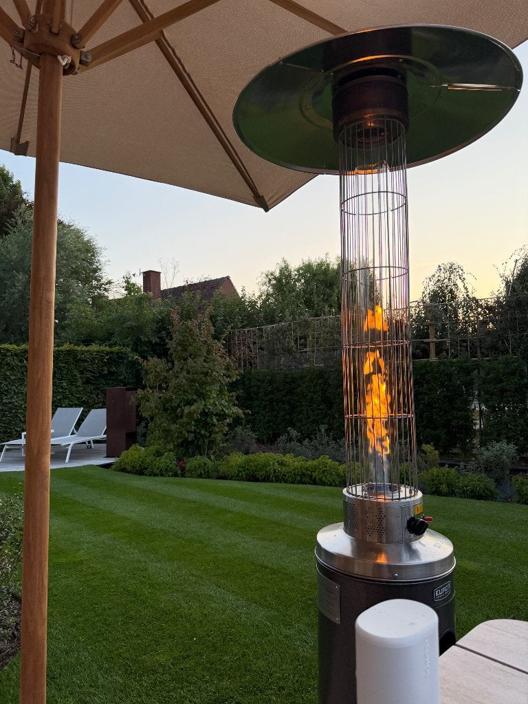 Eurom Terrasverwarmer gas - zo goed als nieuwe gasfles, Tuin en Terras, Ophalen, Zo goed als nieuw, Draaibaar, Vloer