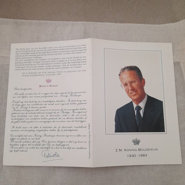 Aandenken Z.M. Koning Boudewijn 1930-1993., Verzamelen, Ophalen of Verzenden