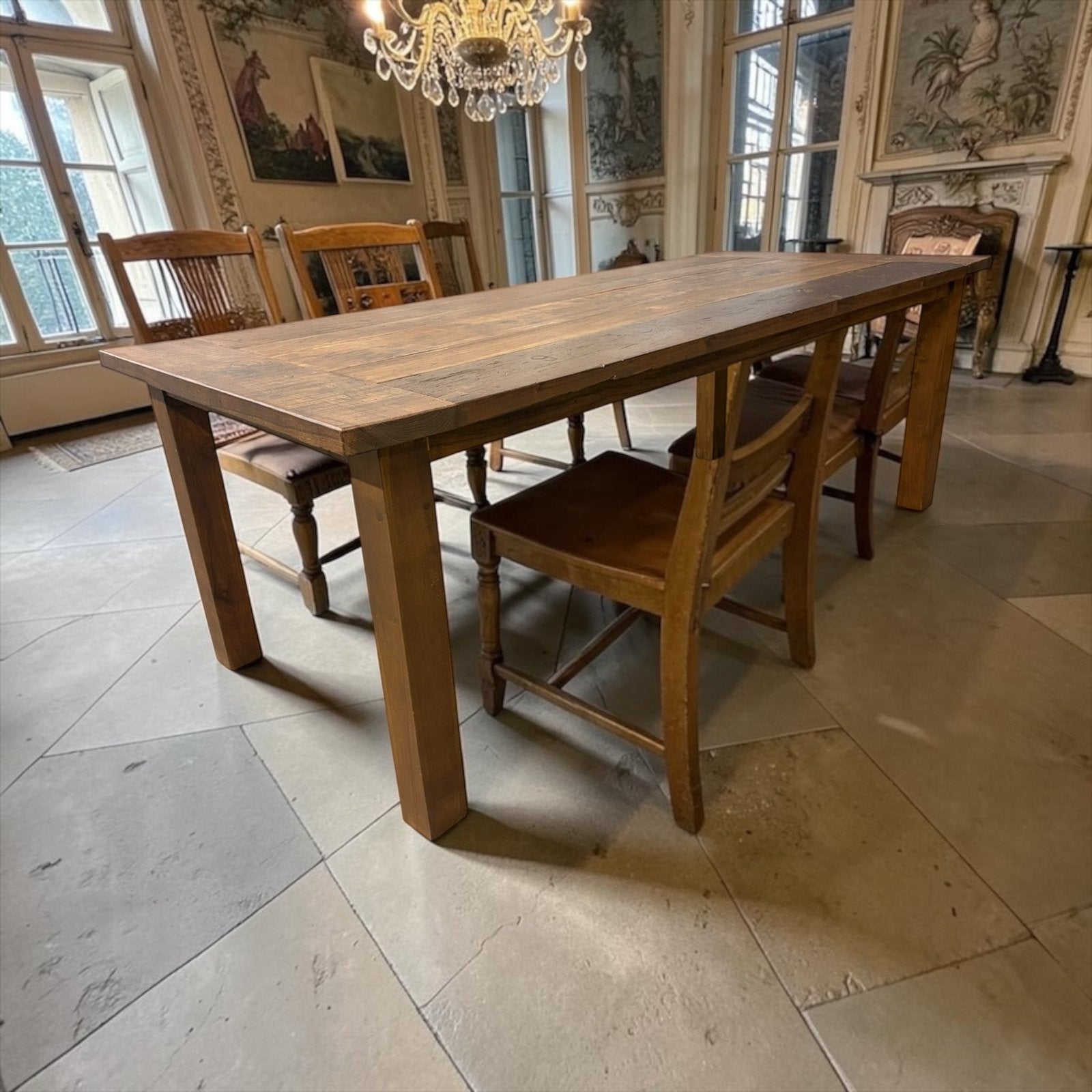Table de salle à manger vintage XL en bois massif, Envoi