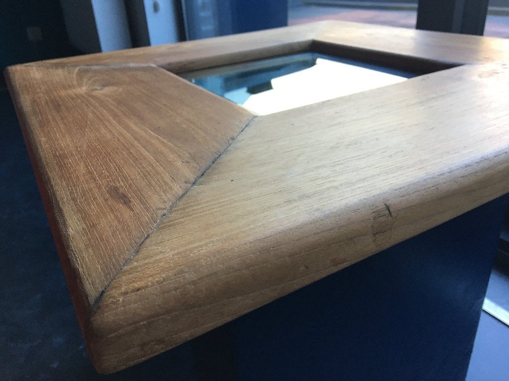 Authentieke houten spiegel 56x57cm, Ophalen of Verzenden, Zo goed als nieuw, Vierkant