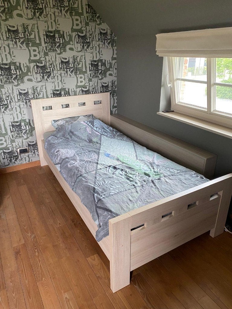 Eenpersoonsbed, 100 cm, Enlèvement, Réglable, Bois
