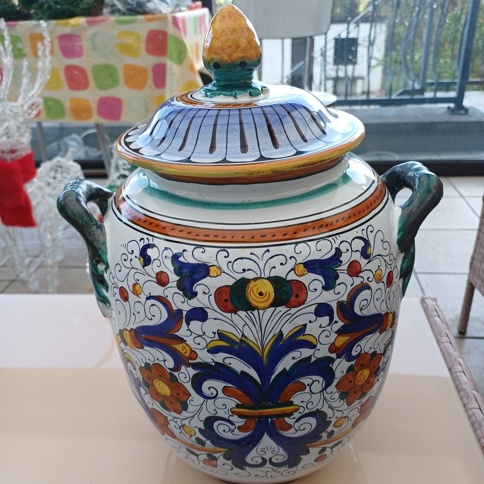 Grand jarre / potiche en majolique Italien (Deruta) 43cm, Antiquités & Art, Enlèvement