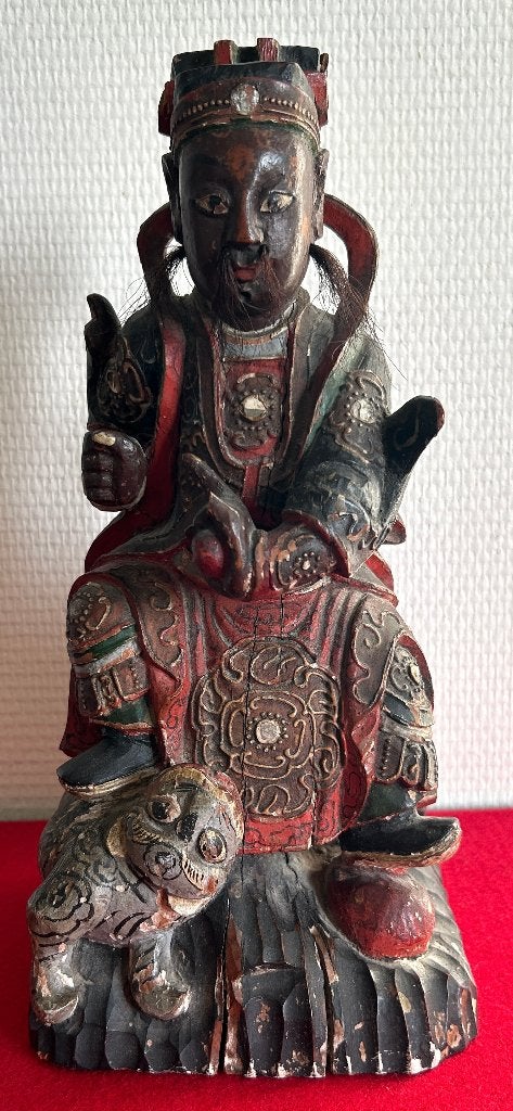 Houtsnijwerk van een wijze man en een hond - 1800-1820, Antiek en Kunst, Hout, Ophalen of Verzenden, Handgemaakt, China