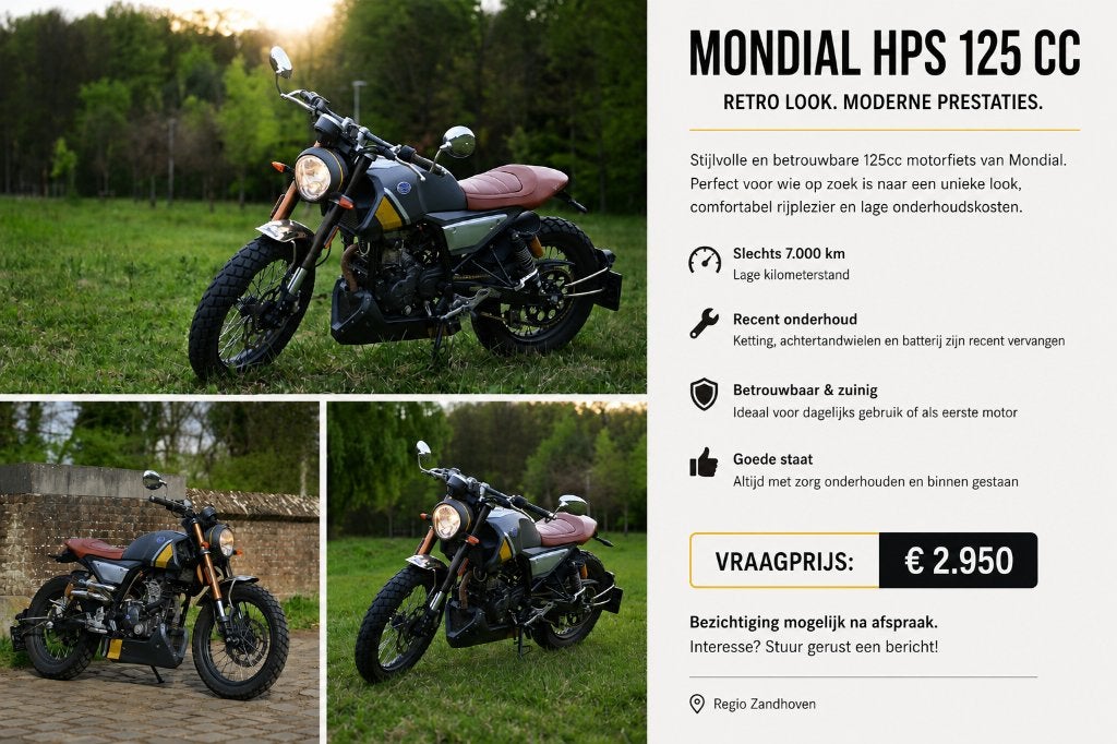 Mondial HPS 125 cc motor fb hipster, Motos, Motos | Marques Autre, Particulier, Naked bike, jusqu'à 11 kW, 1 cylindre, Permis Moto A1 minimum