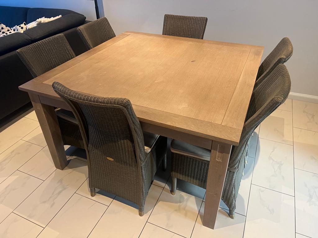 Vierkante tafel (140x140), Huis en Inrichting, Tafels | Eettafels, Ophalen, Gebruikt, Vijf personen of meer, 100 tot 150 cm