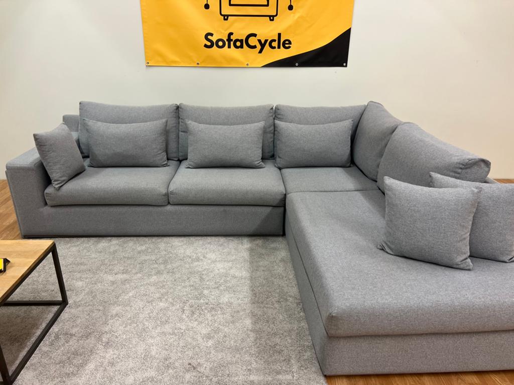 Chaise d'angle grise en parfait état - SofaCycle, Enlèvement ou Envoi, Comme neuf, SofaCycle, Info@sofacycle.be