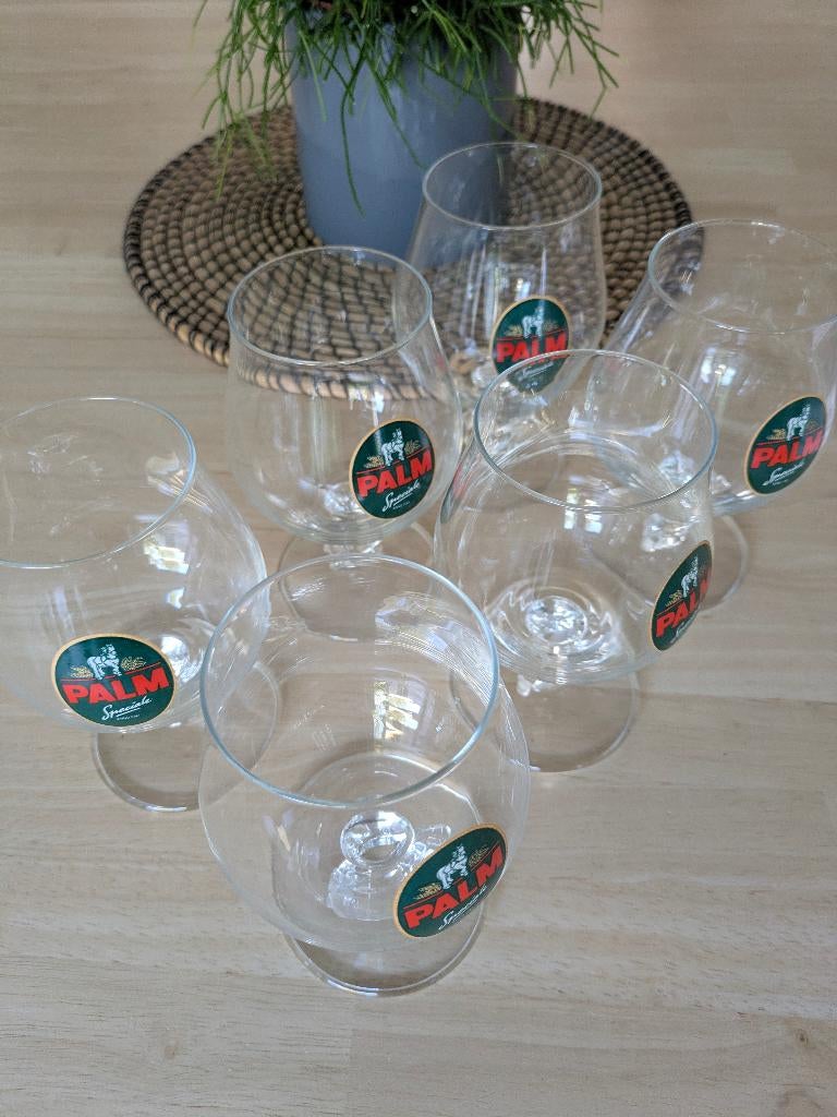 6 Palm glazen – Speciale editie met paardje in de steel, Verzamelen, Ophalen, Zo goed als nieuw, Bierglas