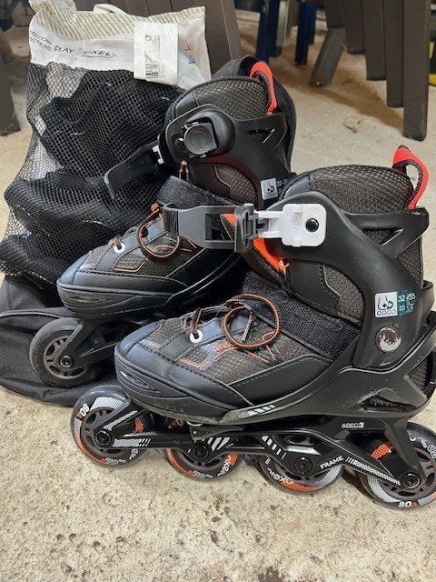 Oxelo FIT 3 kinderskates maat 32–35 + bescherming en tas, Ophalen, Verstelbaar, Gebruikt, Kinderen