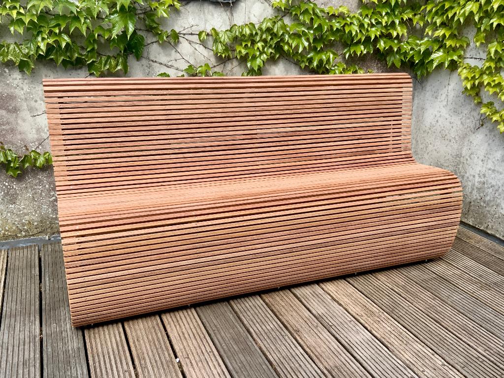 Nieuwe houten design latjes bank, Ophalen, Minder dan 75 cm, 150 tot 200 cm, Rechte bank