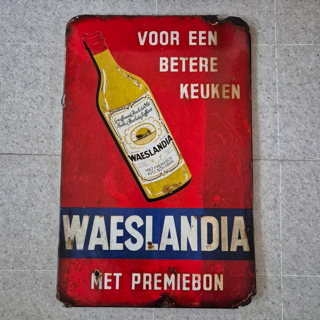 Emaille bord Waeslandia, arachide olie, Ophalen of Verzenden, Reclamebord